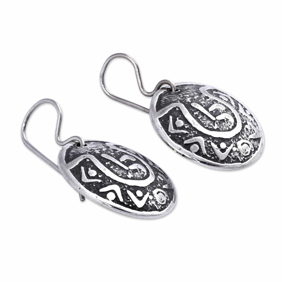 Antique Sterling Silver Dangle Earrings with Armenian Motifs - Tradition and Heritage