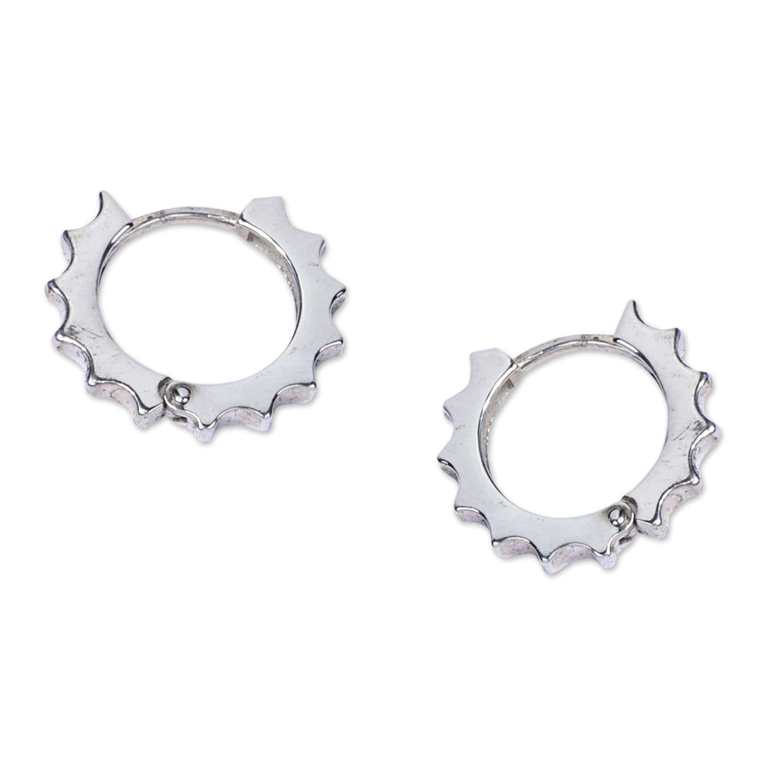 Sun-Themed Modern Sterling Silver Hoop Earrings from Armenia - Summer Me