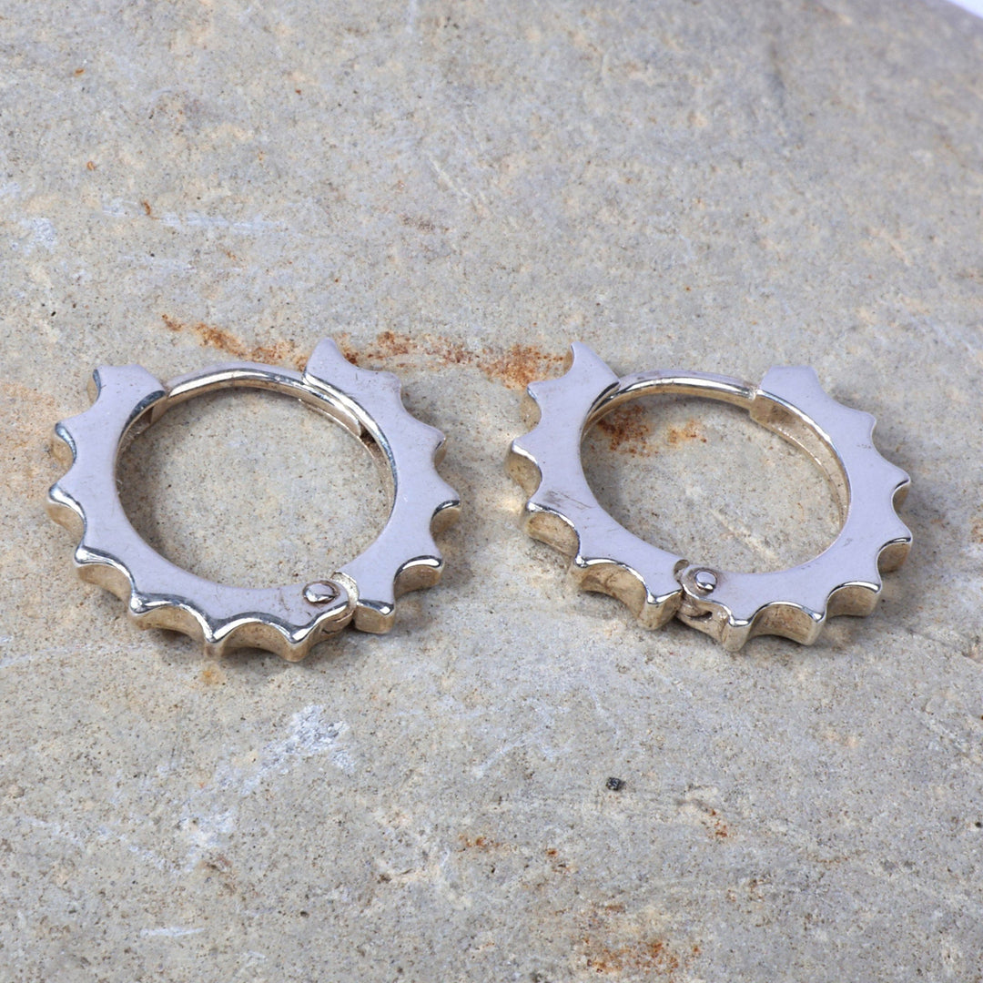 Sun-Themed Modern Sterling Silver Hoop Earrings from Armenia - Summer Me