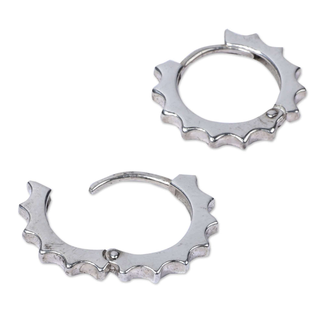 Sun-Themed Modern Sterling Silver Hoop Earrings from Armenia - Summer Me