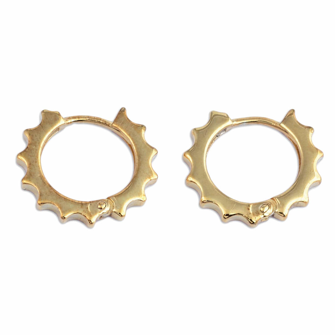 Sun-Themed Modern Gold-Plated Hoop Earrings from Armenia - Glorious Summer Me