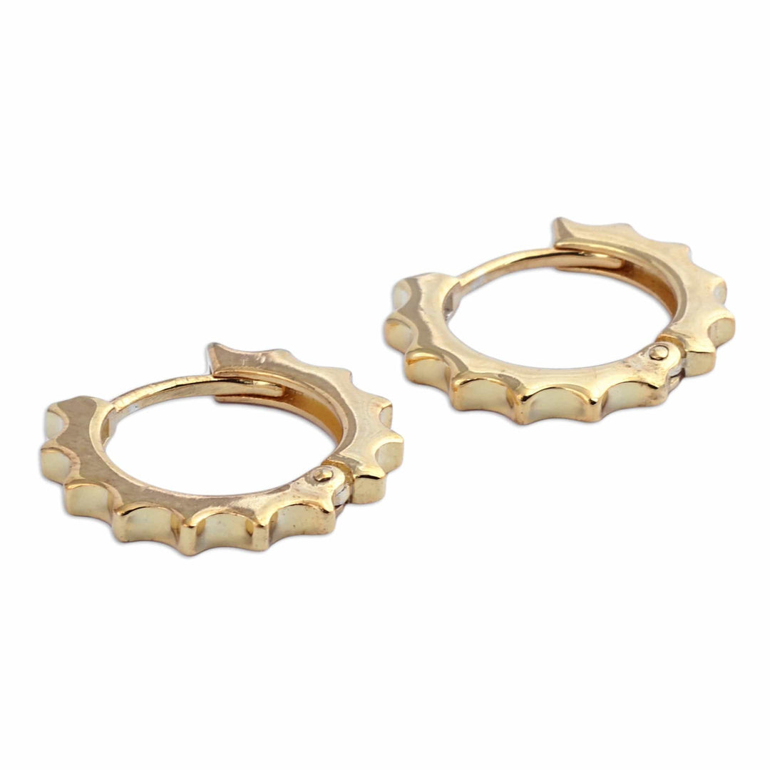 Sun-Themed Modern Gold-Plated Hoop Earrings from Armenia - Glorious Summer Me