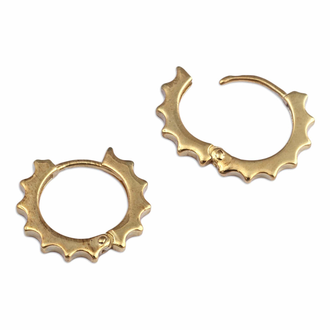 Sun-Themed Modern Gold-Plated Hoop Earrings from Armenia - Glorious Summer Me