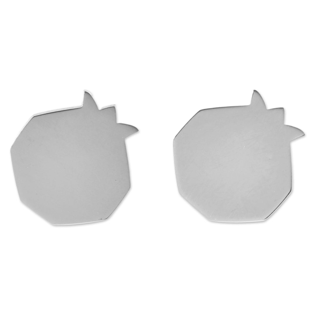Geometric Pomegranate-Shaped Sterling Silver Button Earrings - Geometric Passion