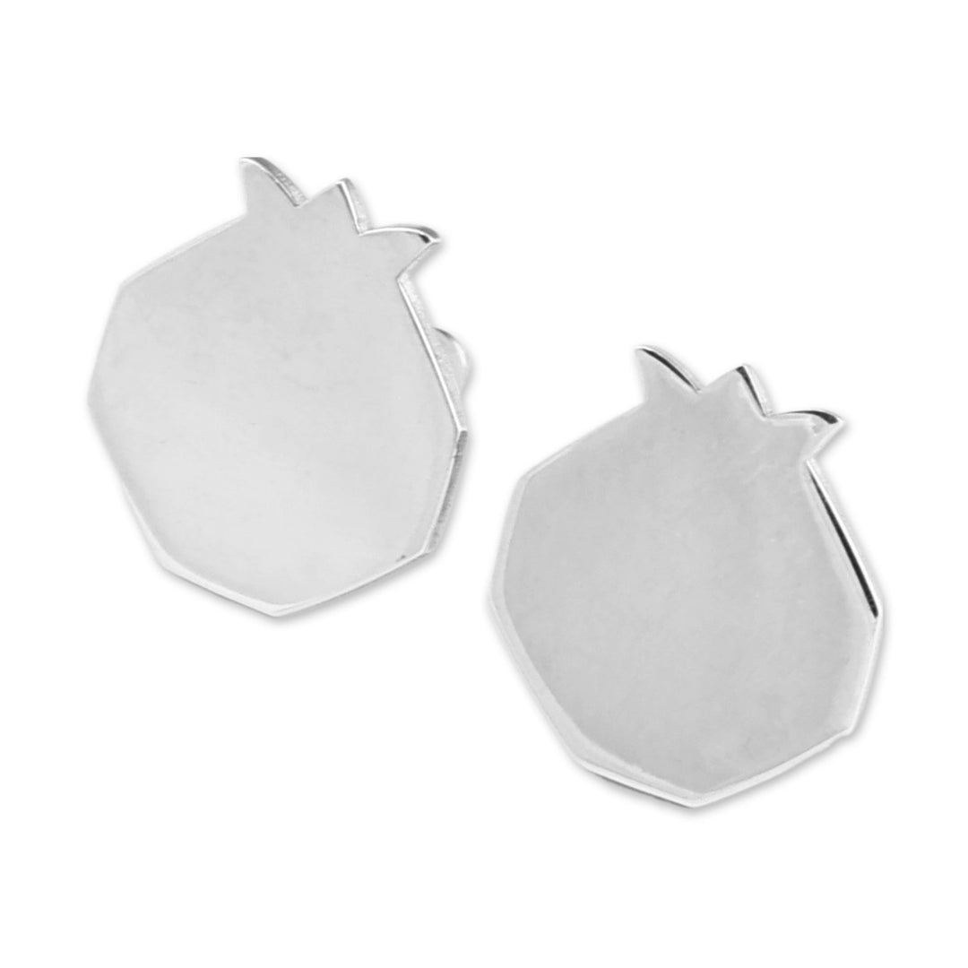 Geometric Pomegranate-Shaped Sterling Silver Button Earrings - Geometric Passion