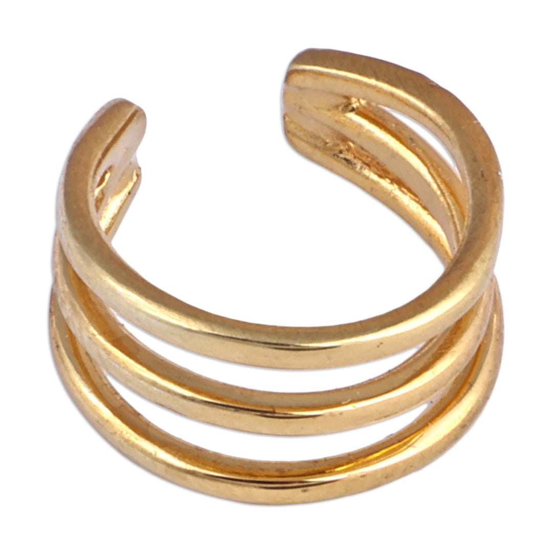 Modern Three-Strand Gold-Plated Ear Cuff from Armenia - Three Golden Lives