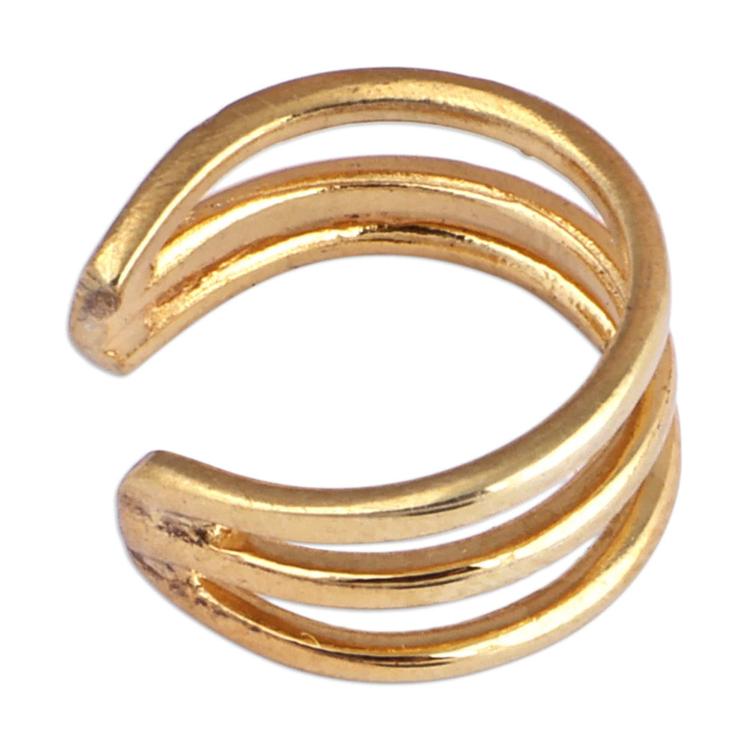 Modern Three-Strand Gold-Plated Ear Cuff from Armenia - Three Golden Lives