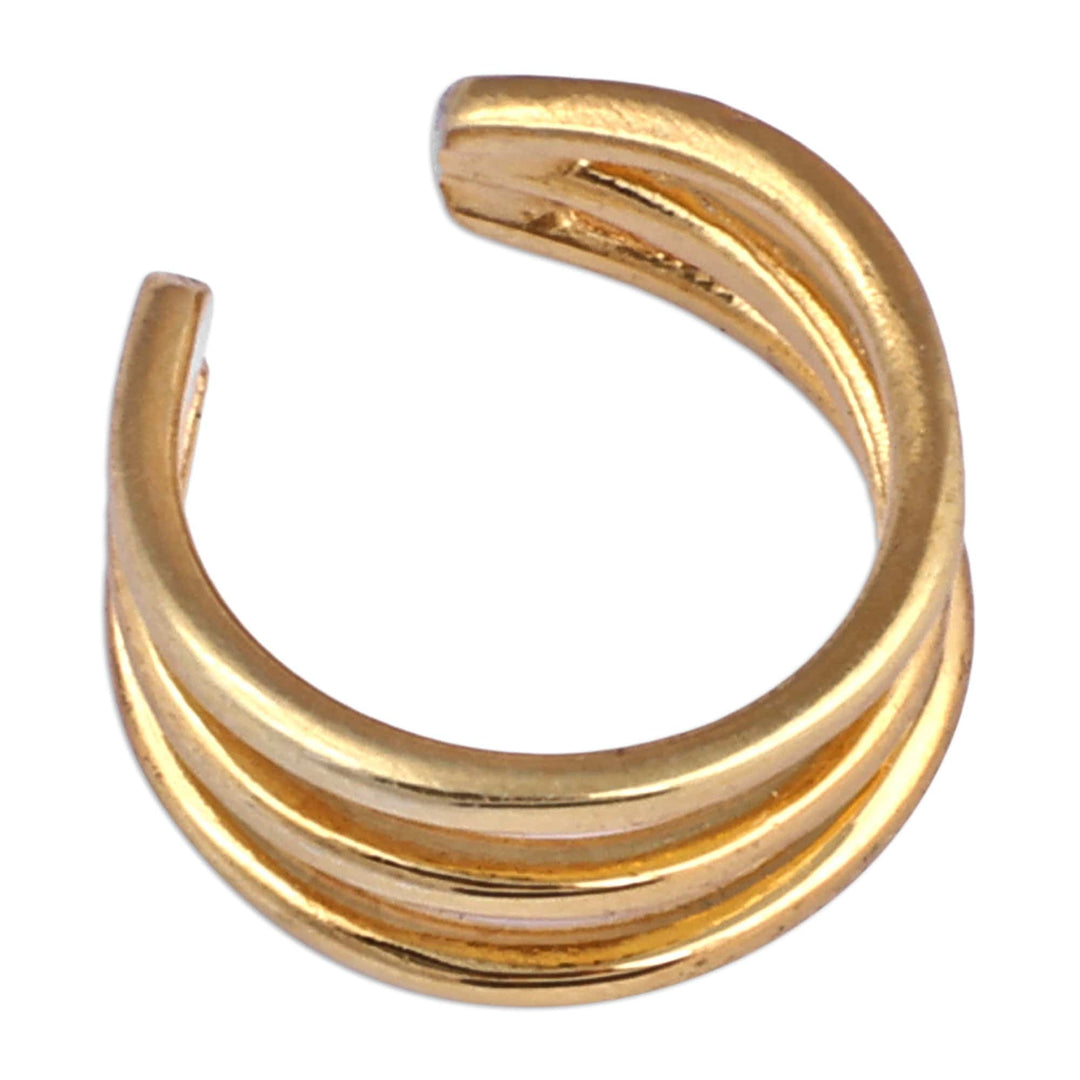 Modern Three-Strand Gold-Plated Ear Cuff from Armenia - Three Golden Lives
