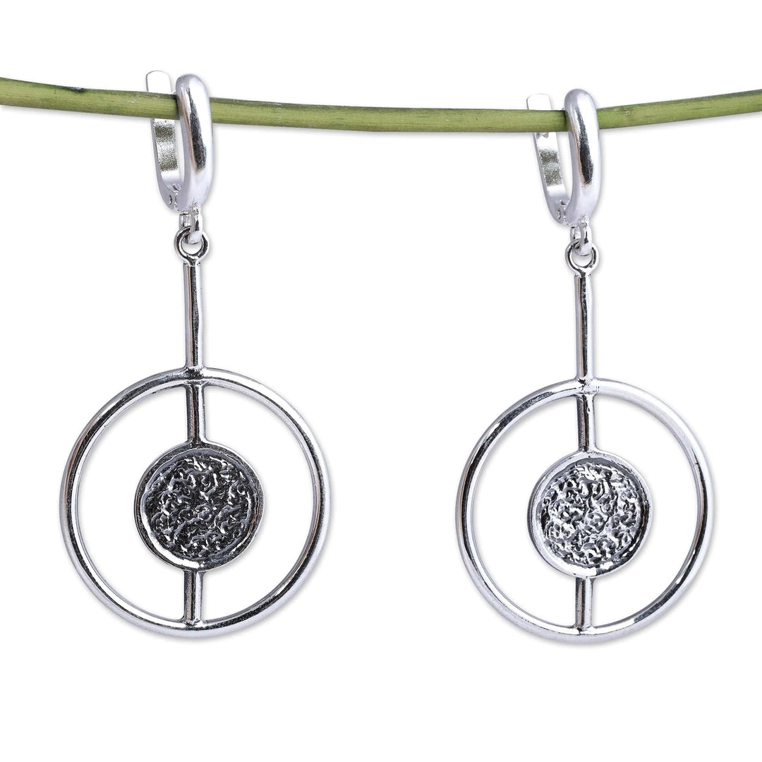Polished Modern Round Sterling Silver Dangle Earrings - Avant-Garde Charm