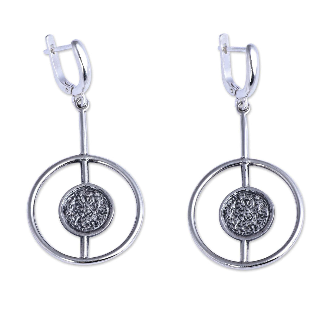 Polished Modern Round Sterling Silver Dangle Earrings - Avant-Garde Charm