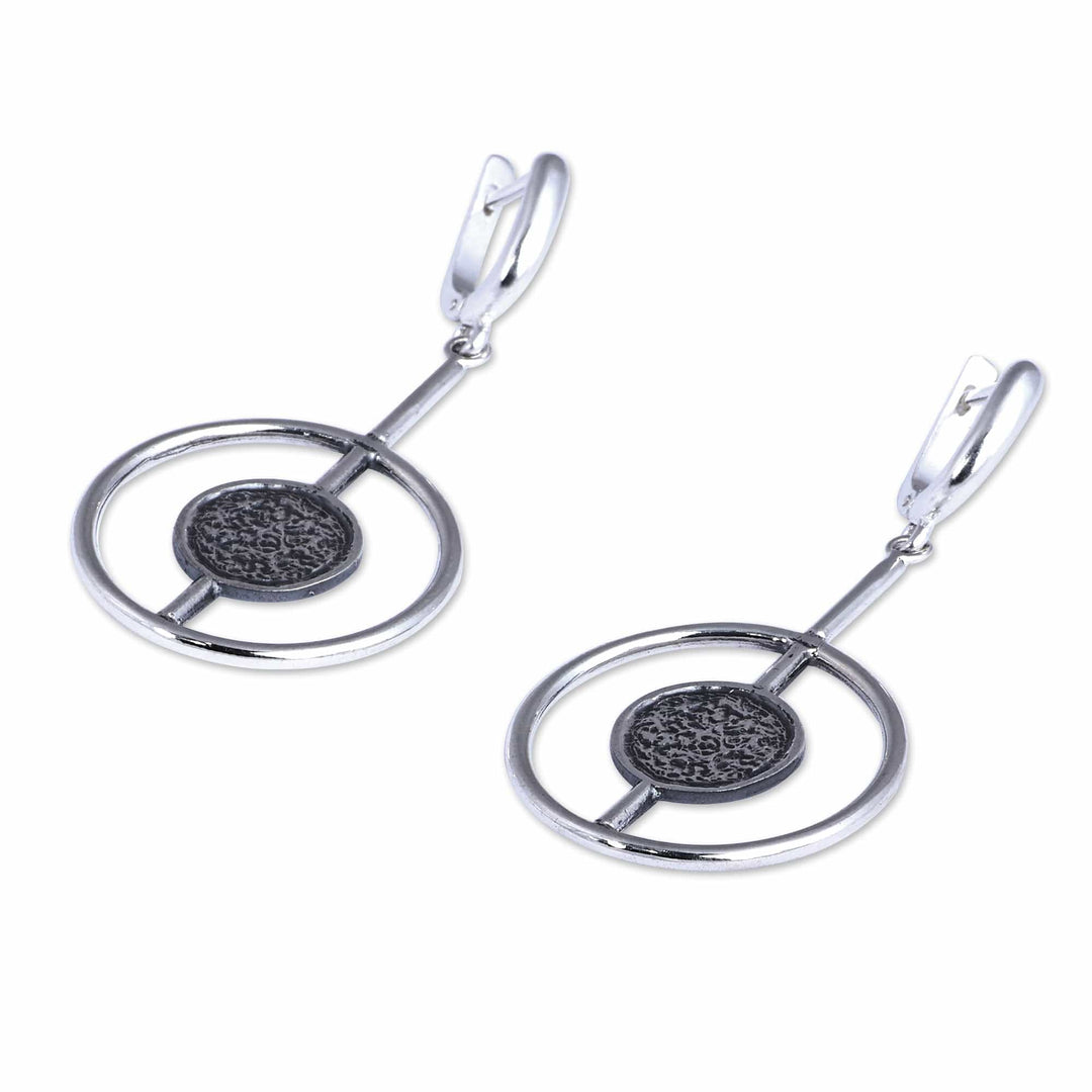 Polished Modern Round Sterling Silver Dangle Earrings - Avant-Garde Charm