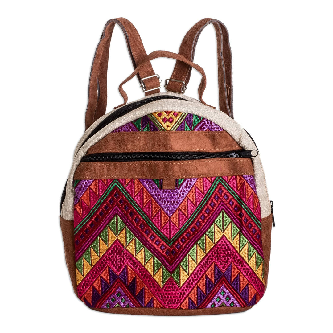 Handcrafted Classic Geometric Patterned Cotton Backpack - Dulcet Shapes