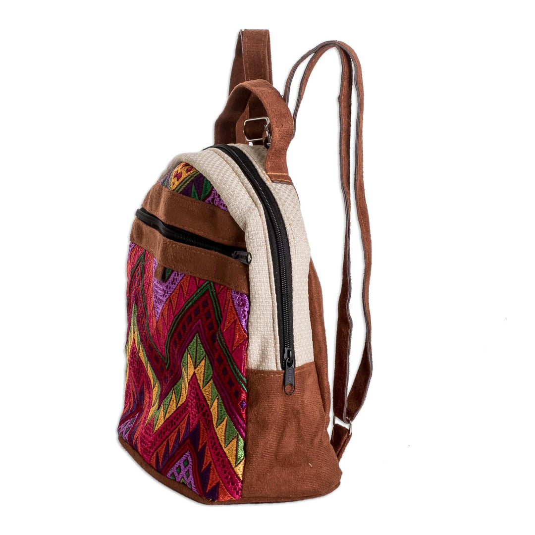 Handcrafted Classic Geometric Patterned Cotton Backpack - Dulcet Shapes
