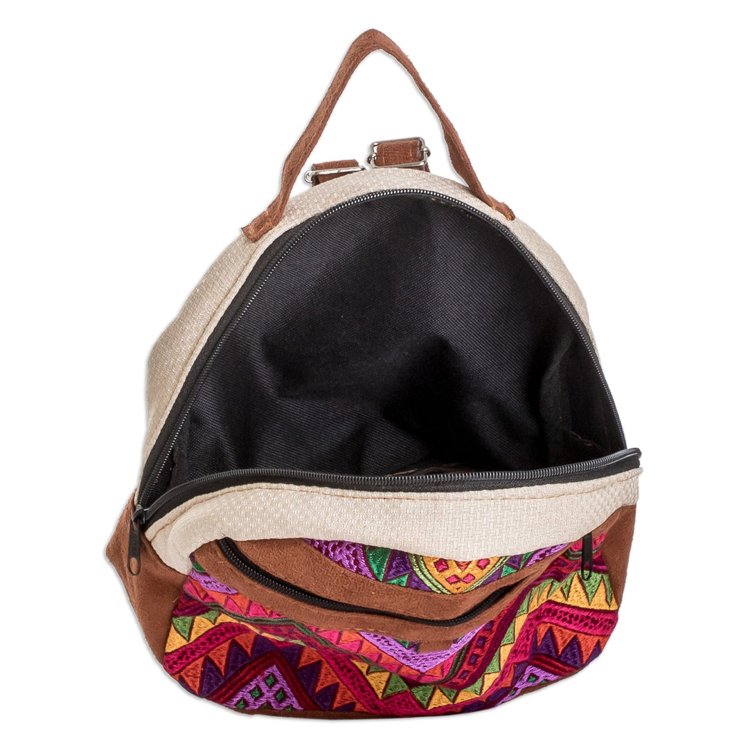 Handcrafted Classic Geometric Patterned Cotton Backpack - Dulcet Shapes