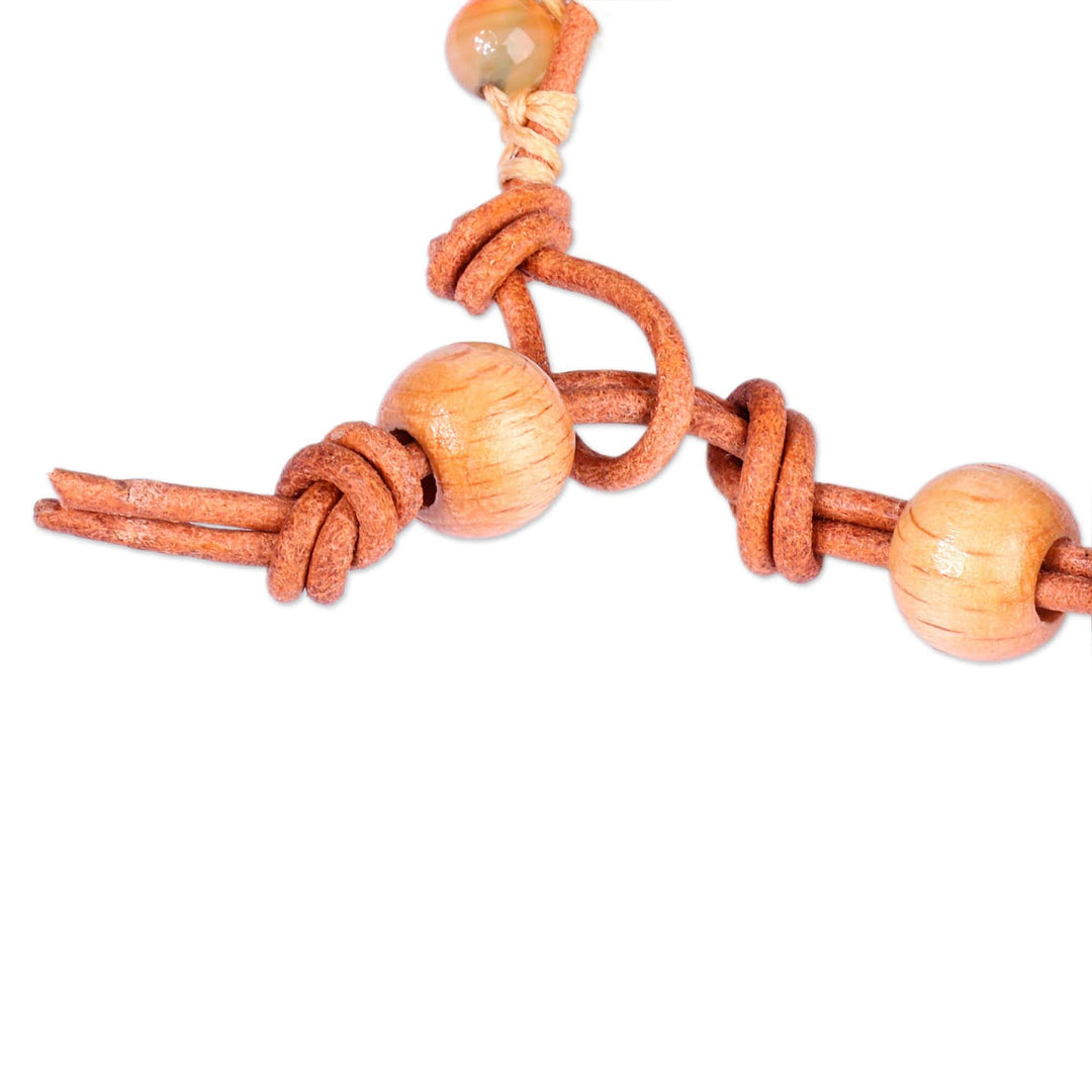 Handmade Agate and Howlite Beaded Bracelet with Leather Cord - Summery Flair