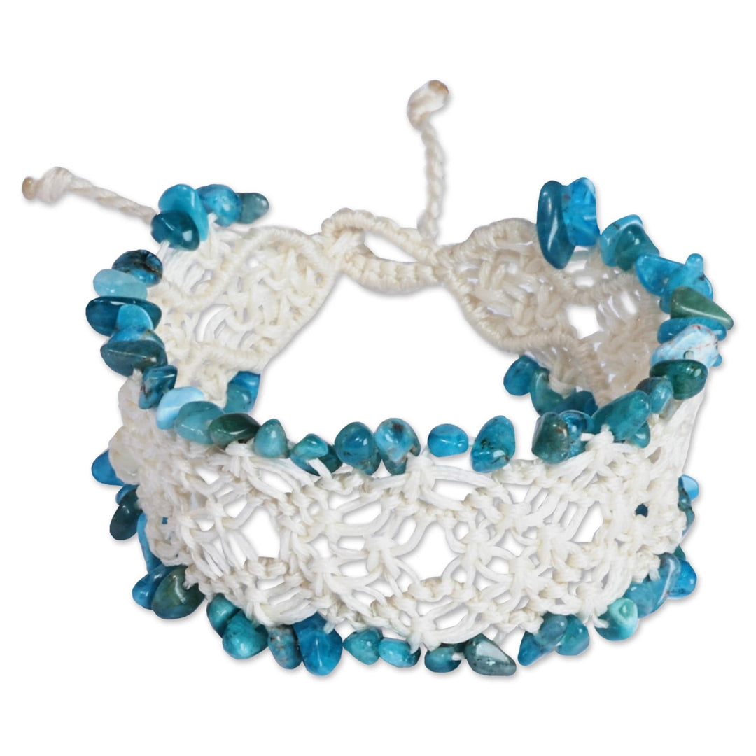 Handcrafted Apatite Macrame Beaded Bracelet from Armenia - Creative Aura