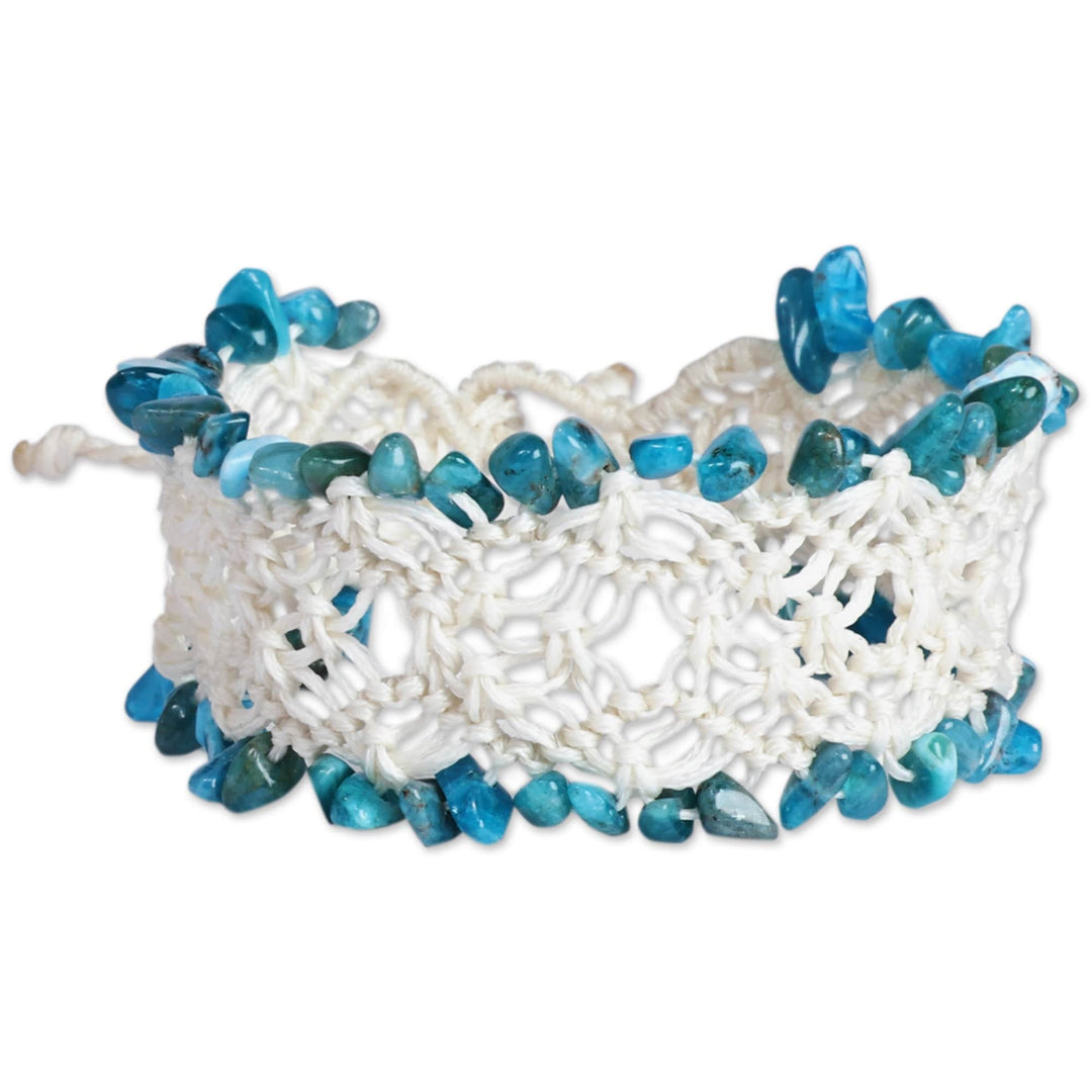 Handcrafted Apatite Macrame Beaded Bracelet from Armenia - Creative Aura