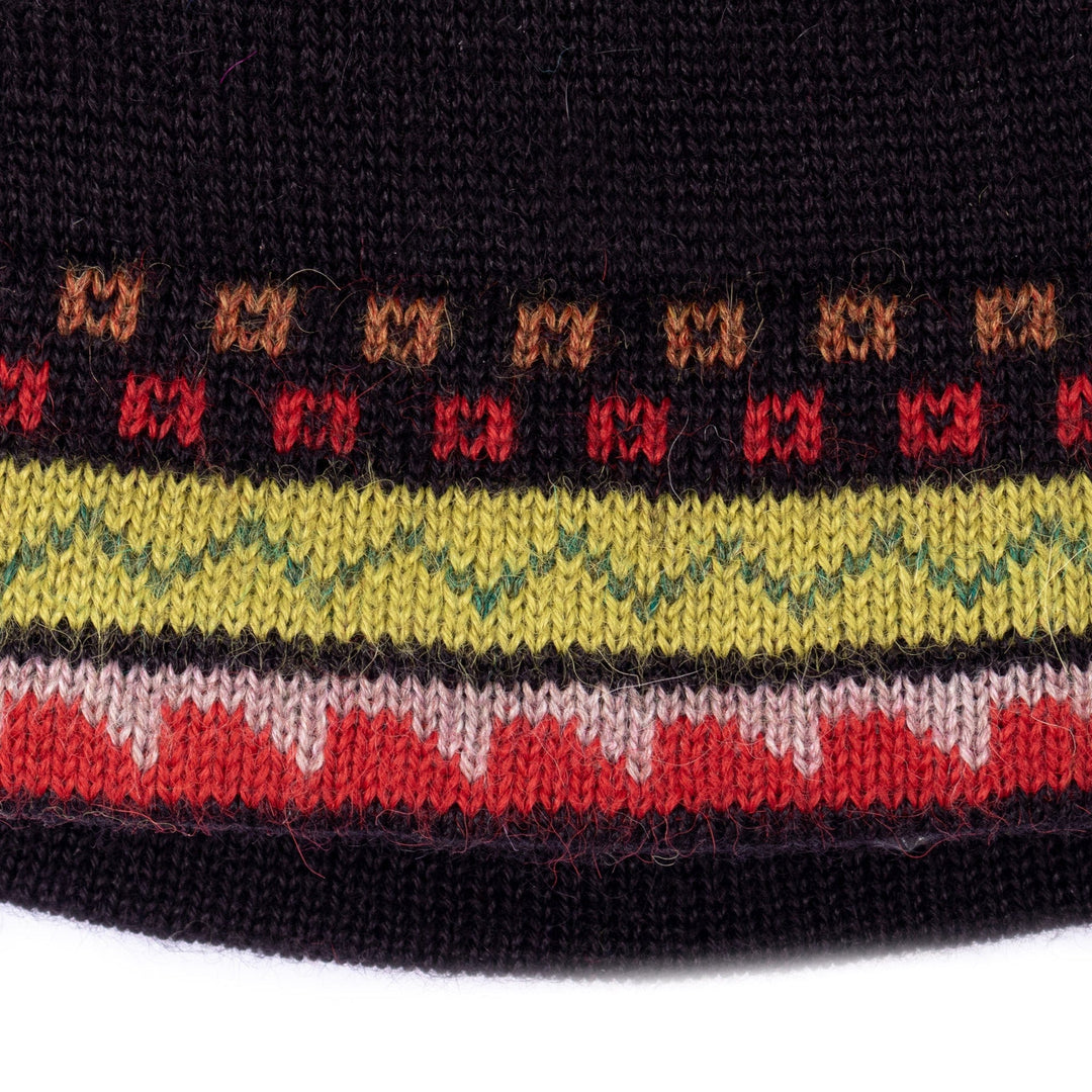 Traditional Knit Green and Red 100% Alpaca Hat from Peru - Memories of the Andes