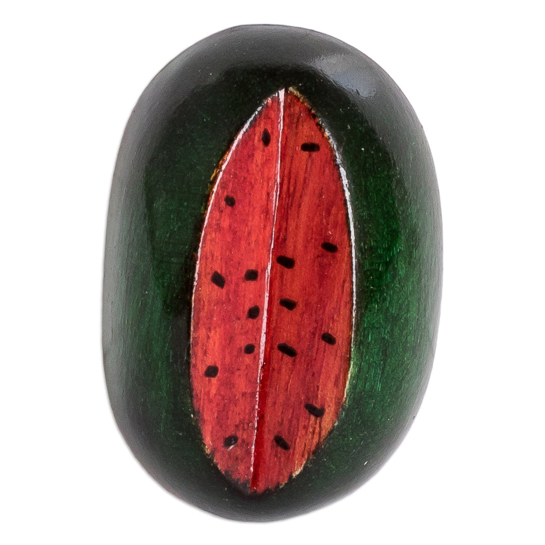 Wood Watermelon Magnet Hand-Carved & Painted in Guatemala - Guatemalan Watermelon
