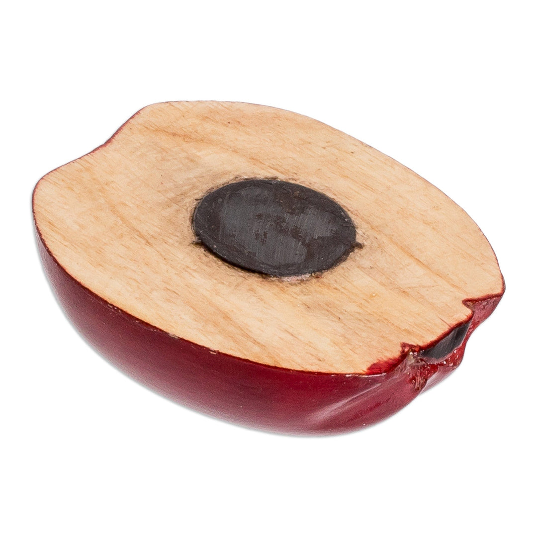 Wood Red Apple Magnet Hand-Carved and Painted in Guatemala - Guatemalan Red Apple
