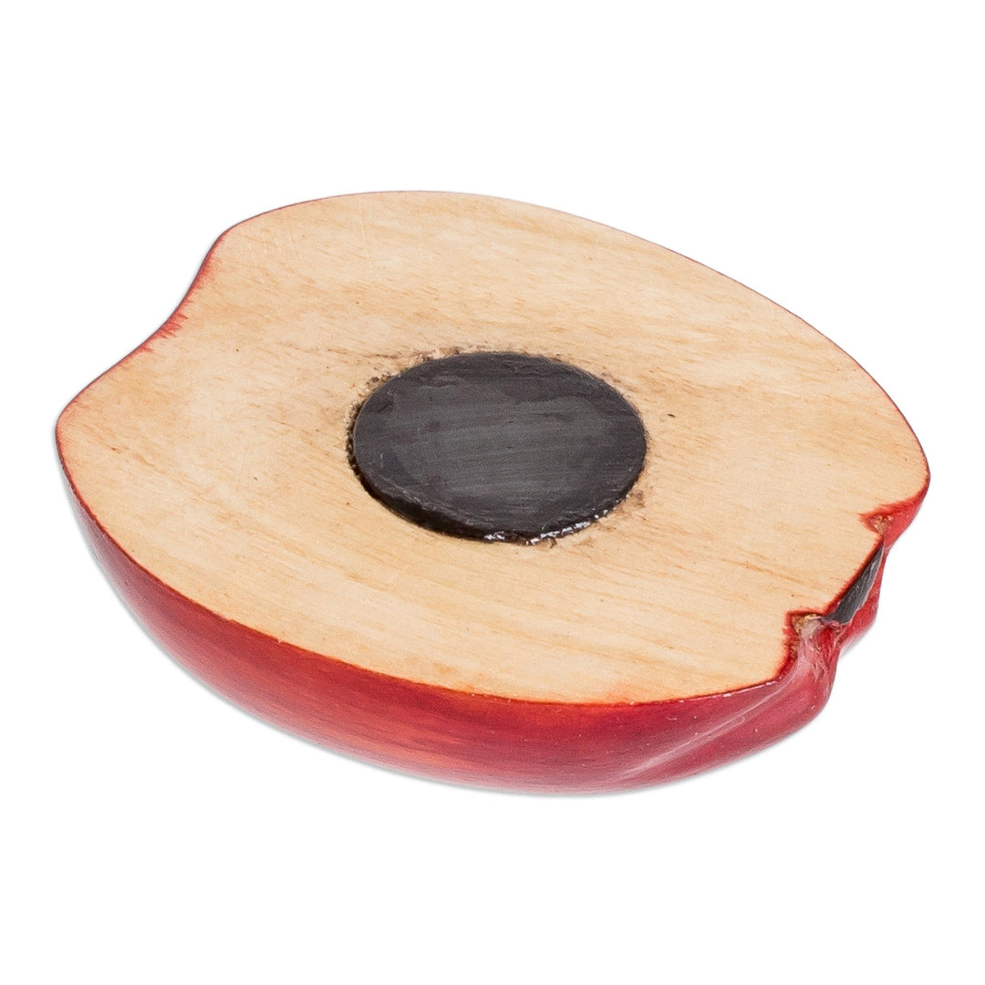 Cypress Wood Apple Magnet Hand-Carved & Painted in Guatemala - Guatemalan Apple