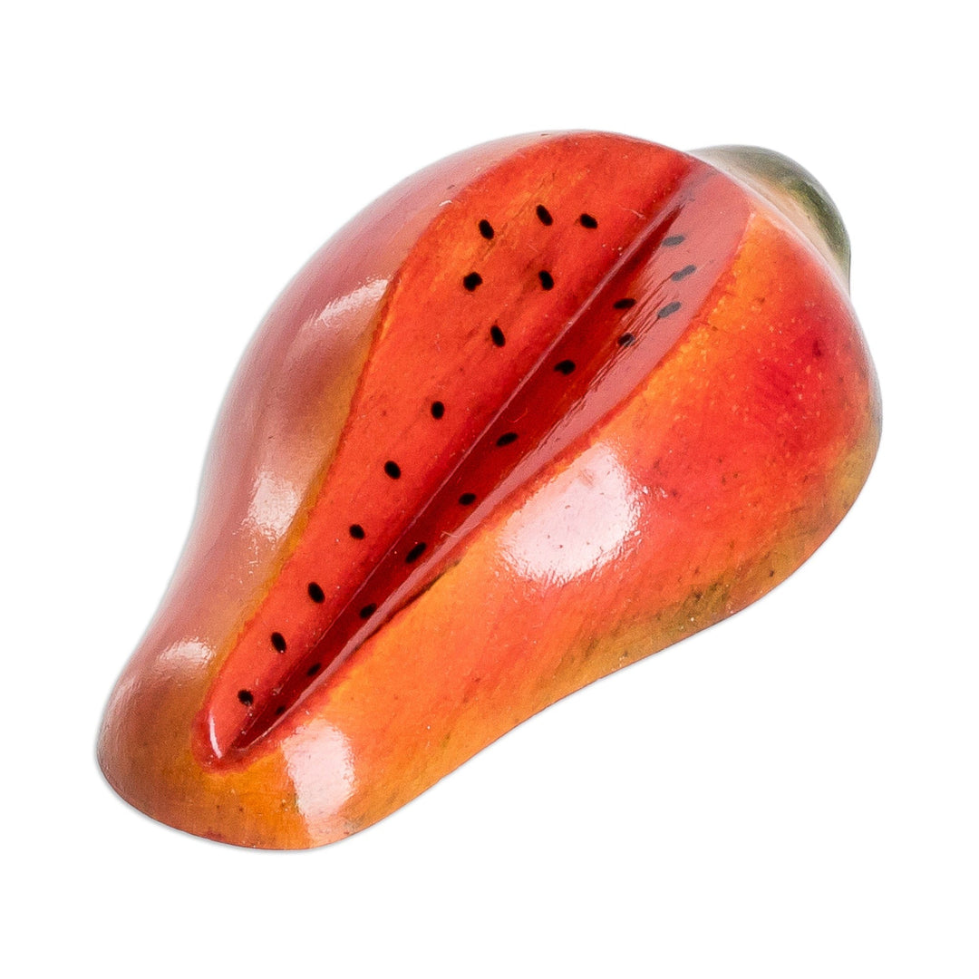 Wood Papaya Magnet Hand-Carved and Painted in Guatemala - Guatemalan Papaya