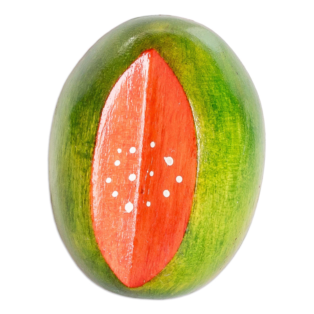Wood Cantaloupe Magnet Hand-Carved and Painted in Guatemala - Guatemalan Cantaloupe