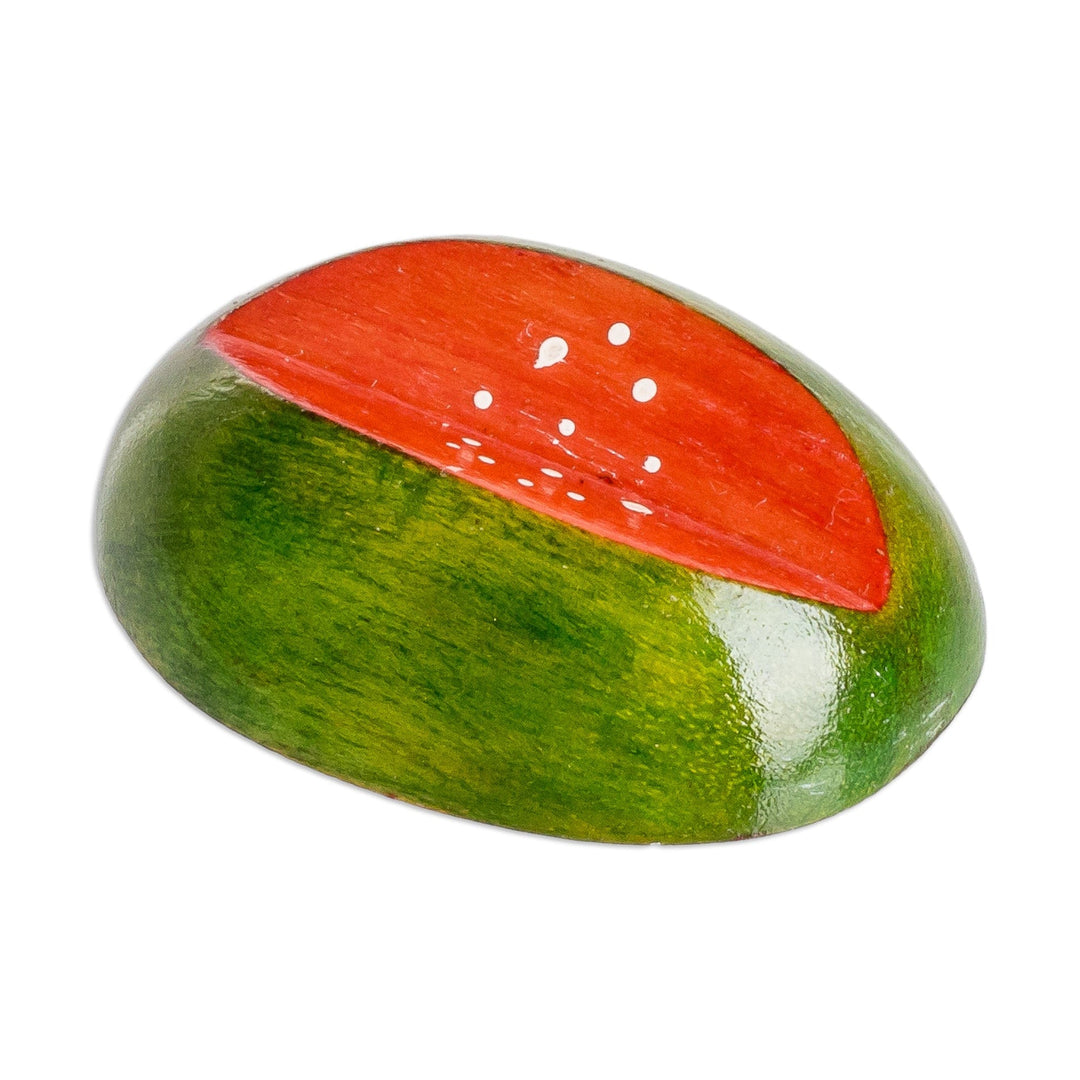 Wood Cantaloupe Magnet Hand-Carved and Painted in Guatemala - Guatemalan Cantaloupe