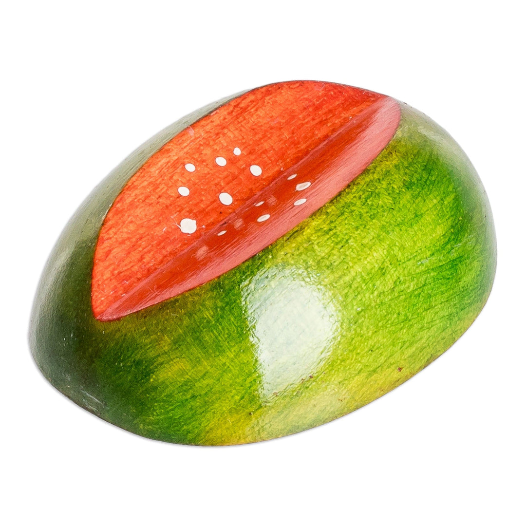 Wood Cantaloupe Magnet Hand-Carved and Painted in Guatemala - Guatemalan Cantaloupe
