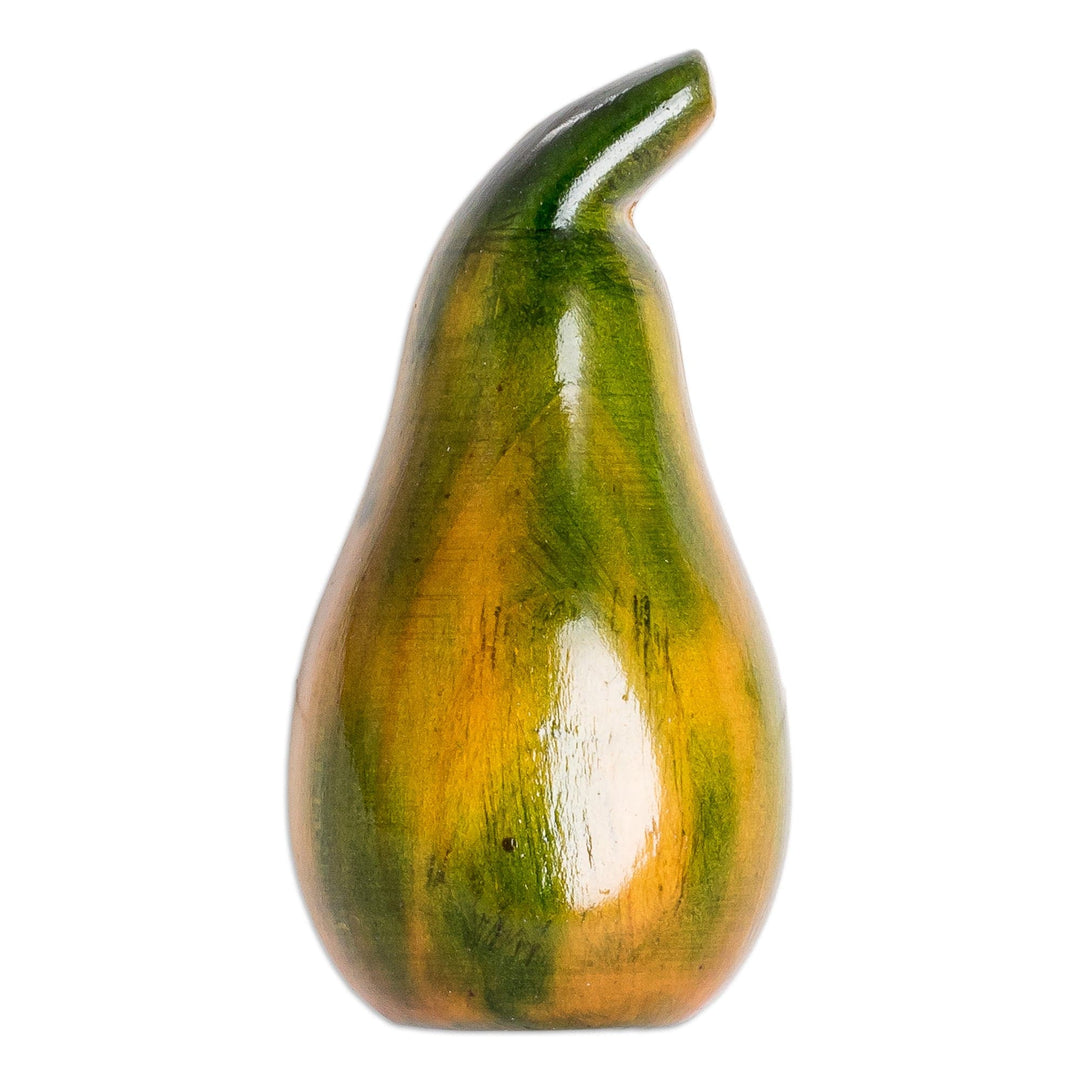 Hand-Painted Hand-Carved Cypress Wood Pear Magnet - Nature's Pear