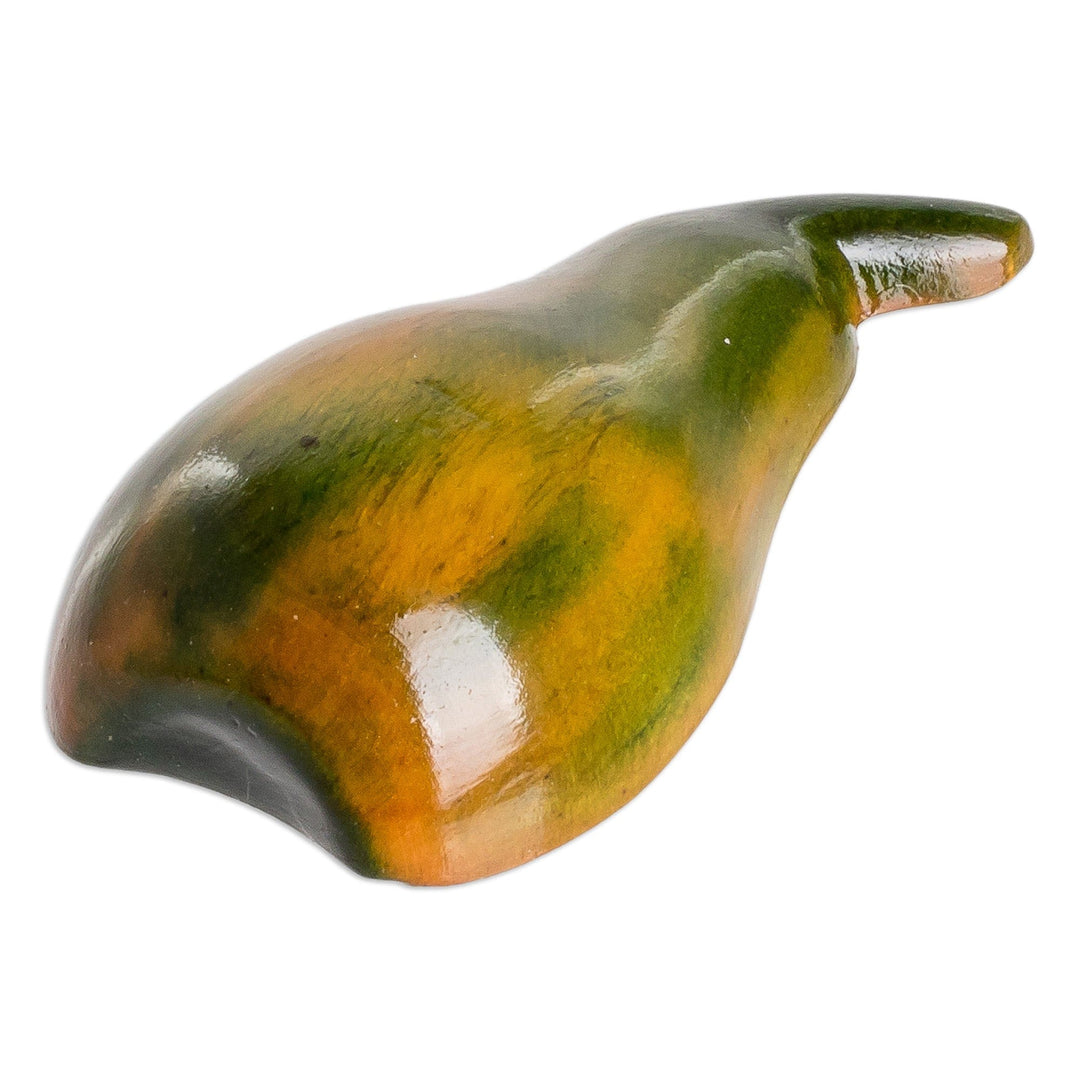 Hand-Painted Hand-Carved Cypress Wood Pear Magnet - Nature's Pear