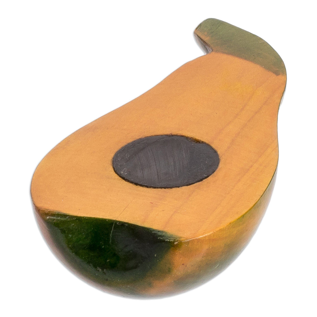 Hand-Painted Hand-Carved Cypress Wood Pear Magnet - Nature's Pear