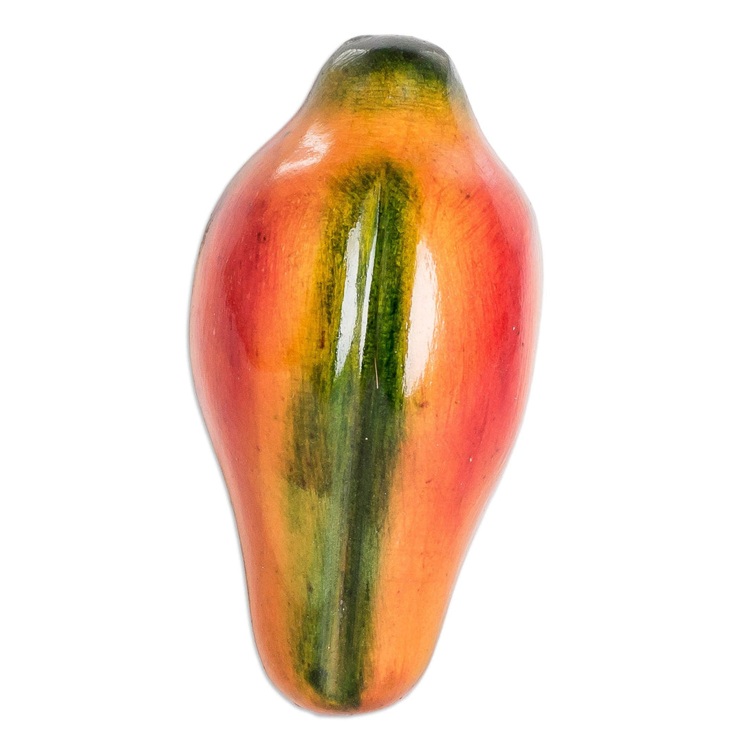 Hand-Painted Hand-Carved Cypress Wood Papaya Magnet - Nature's Papaya