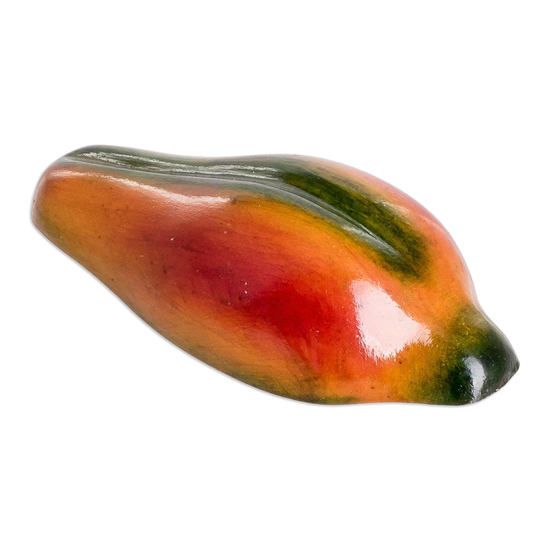 Hand-Painted Hand-Carved Cypress Wood Papaya Magnet - Nature's Papaya