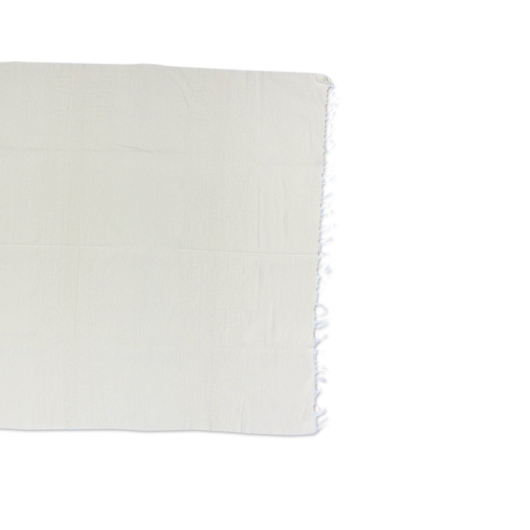 Handwoven Solid Vanilla Cotton Tablecloth with Fringes - Vanilla Gatherings