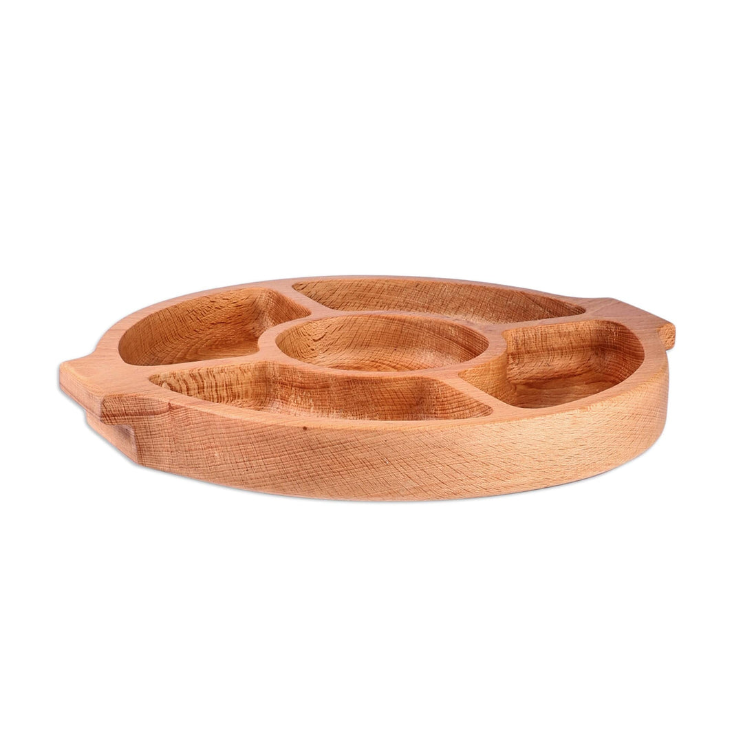 Hand-Carved Brown Beechwood Appetizer Platter from Armenia - Delicacies From the Woods
