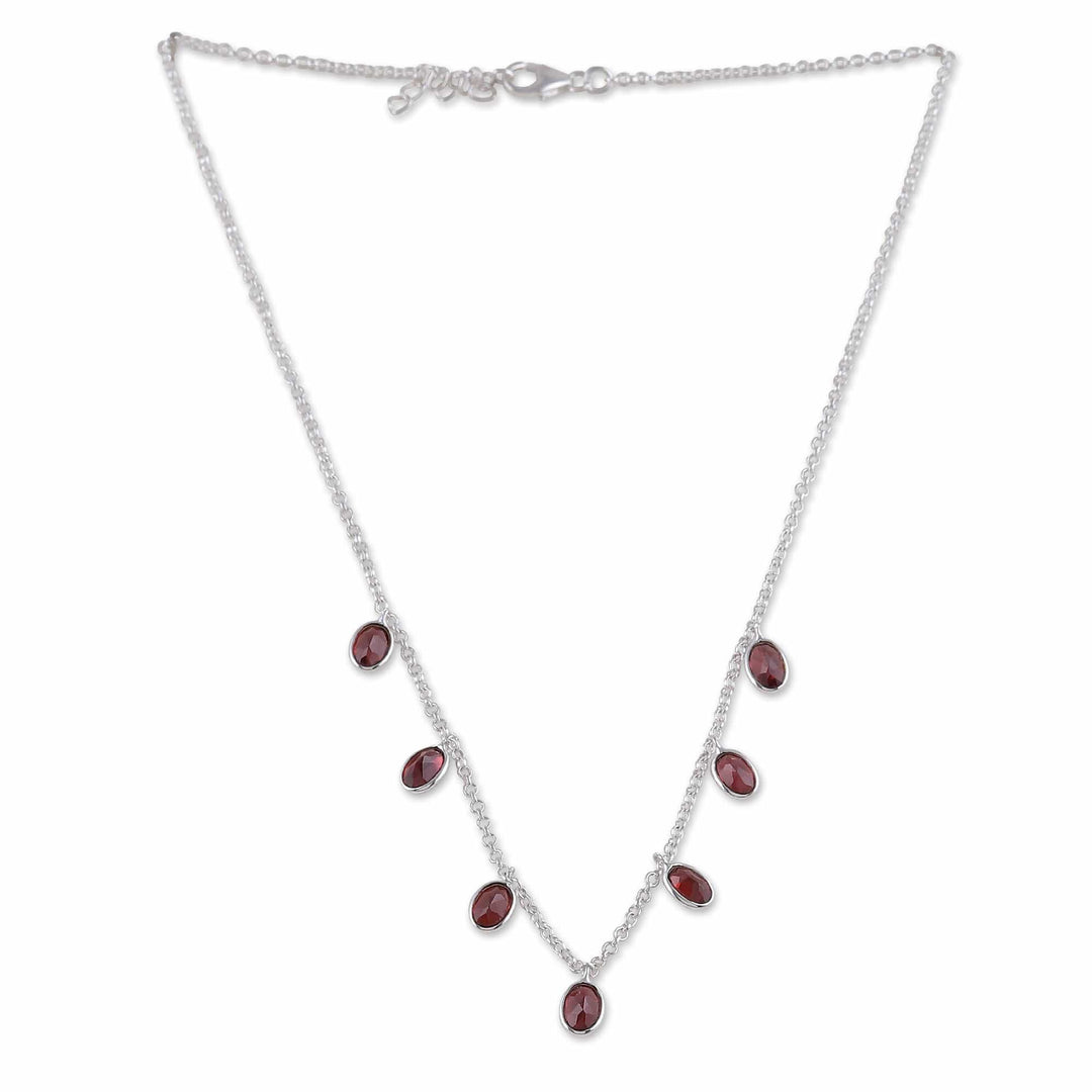 Sterling Silver Charm Necklace with 7-Carat Garnet Jewels - Dancing Devotion