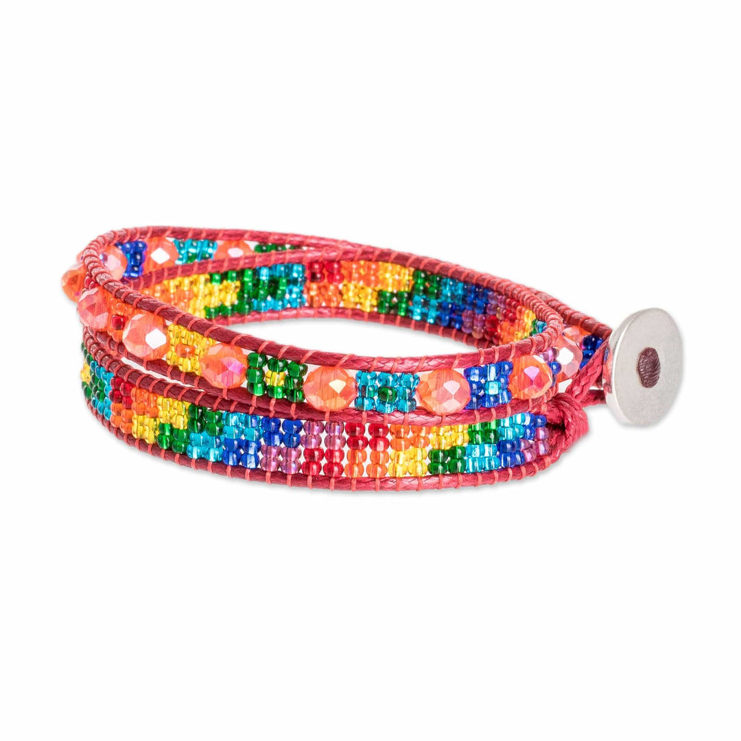 Multicolored Beaded Positive Energy Long Wrap Bracelet - Perfect Unity