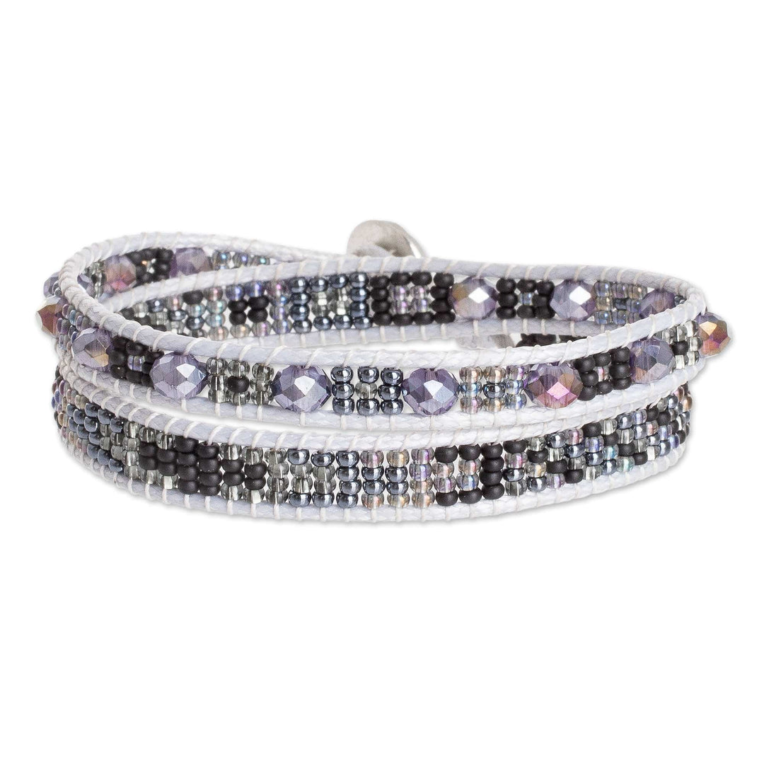Handmade Black and Grey Beaded Positive Energy Wrap Bracelet - Chic Minimalism