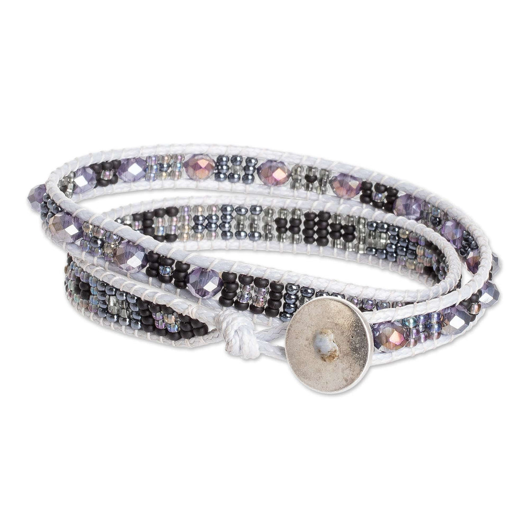 Handmade Black and Grey Beaded Positive Energy Wrap Bracelet - Chic Minimalism