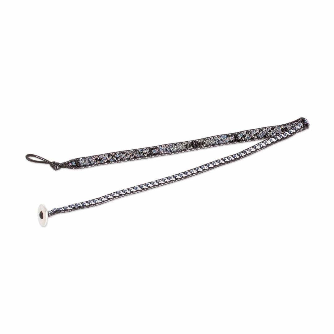 Beaded Positive Energy Long Wrap Bracelet in Black & Grey - Trendy Makeover