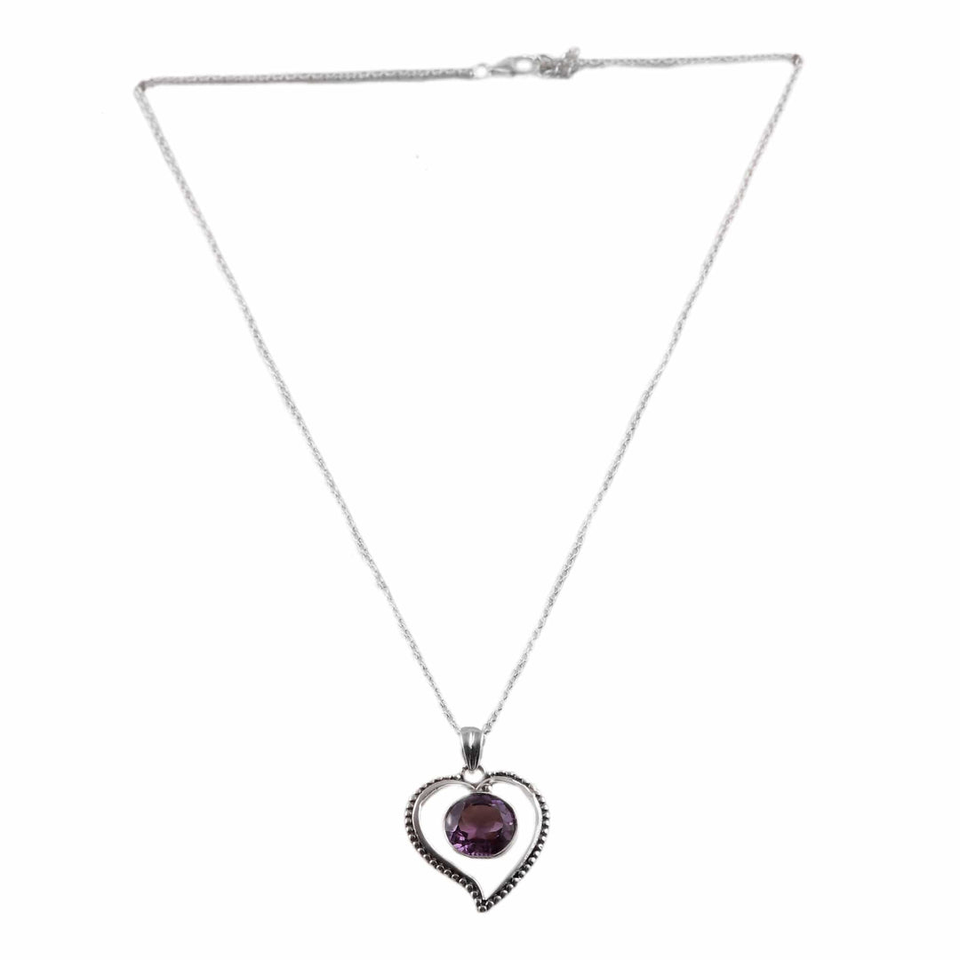 Heart-Shaped Faceted 7-Carat Round Amethyst Pendant Necklace - Wise Heartbeat