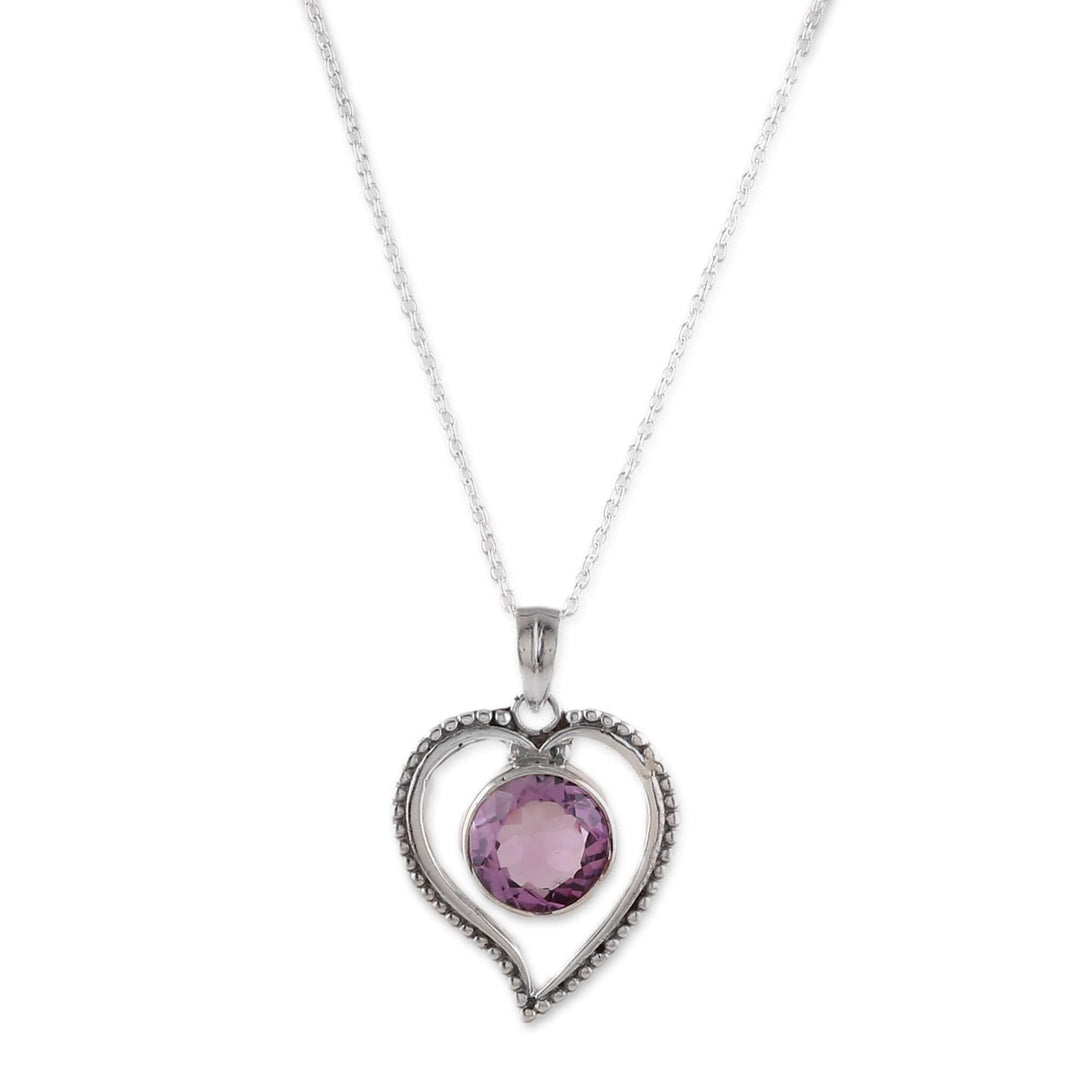 Heart-Shaped Faceted 7-Carat Round Amethyst Pendant Necklace - Wise Heartbeat