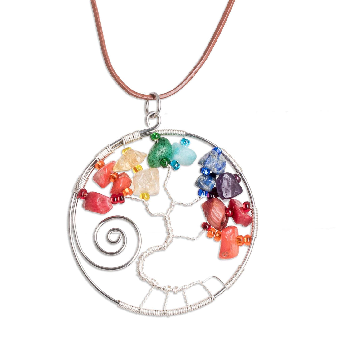 Nature-Themed Polished Multi-Gemstone Pendant Necklace - Love Your Magical Nature