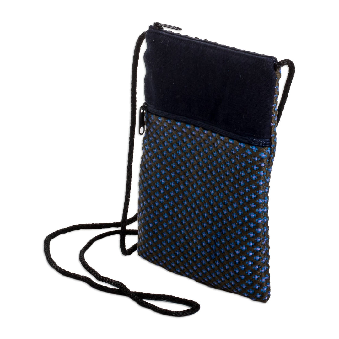 Embroidered Floral Patterned Cotton Sling in Indigo - Spring Midnight