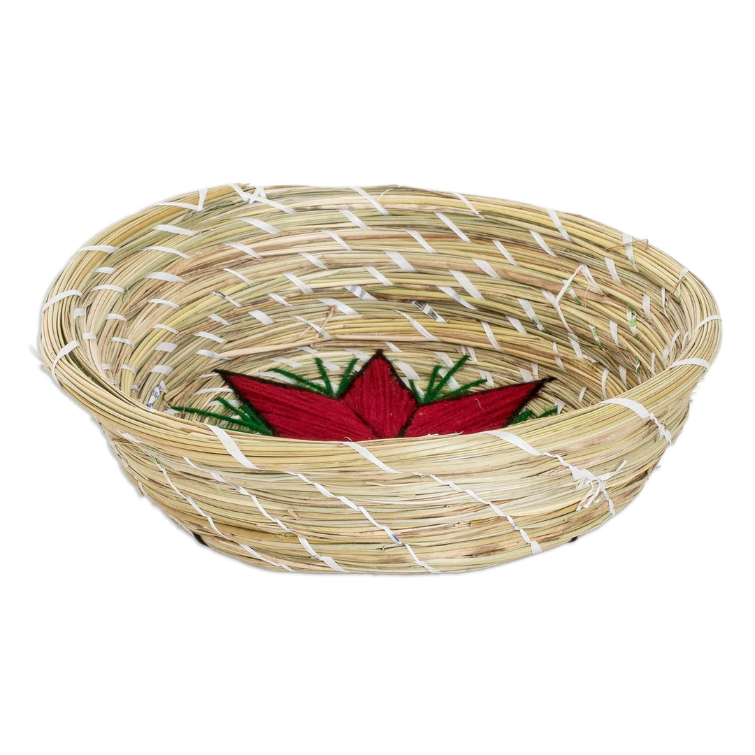 Handwoven Red Star Natural Fiber Decorative Basket - The Only Star in Red'
