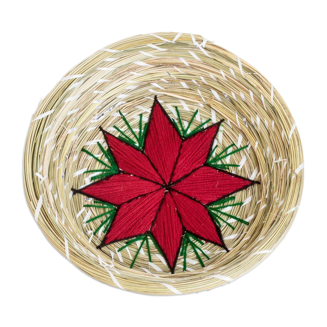 Handwoven Red Star Natural Fiber Decorative Basket - The Only Star in Red'