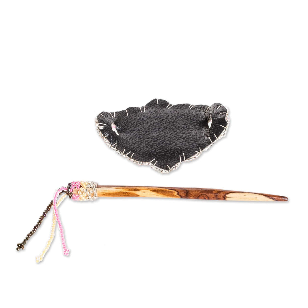 Handcrafted Pink and Yellow Glass Beaded Hairpin - Eden's Pink Beauty