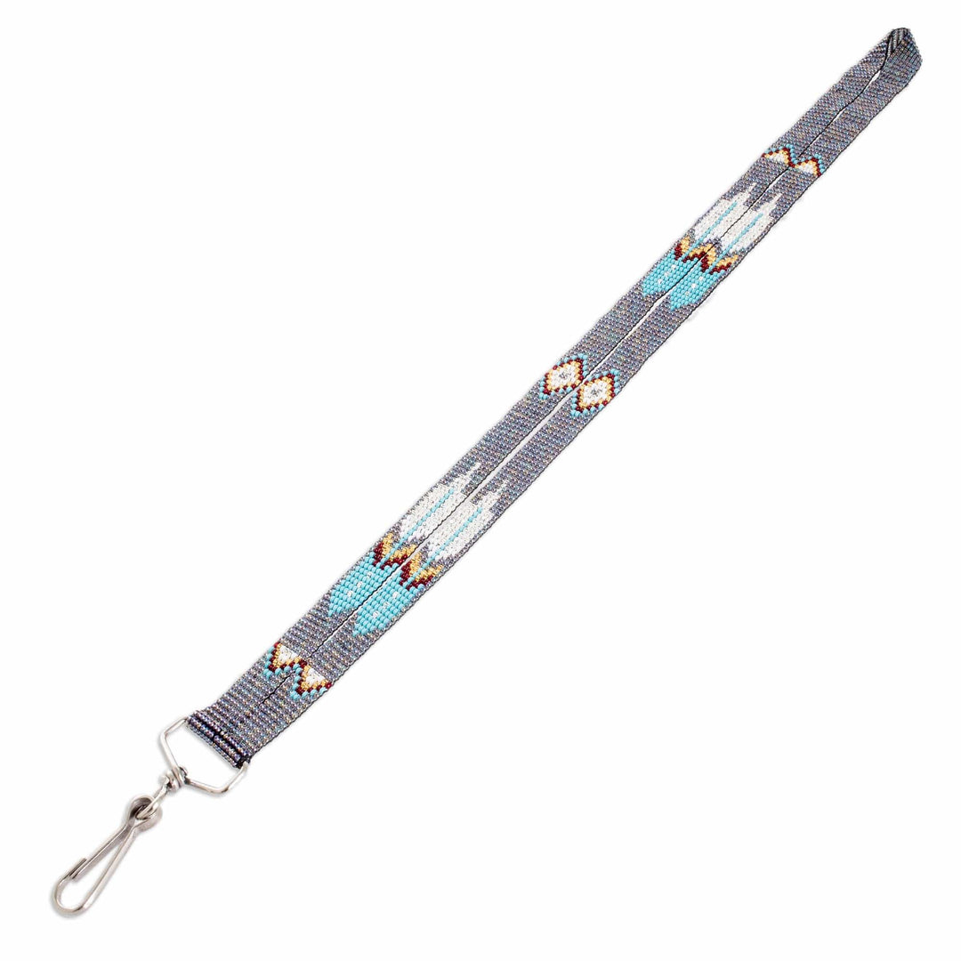 Guatemalan Hand-Beaded Neck Lanyard Keychain Holder in Blue - Handy and Elegant