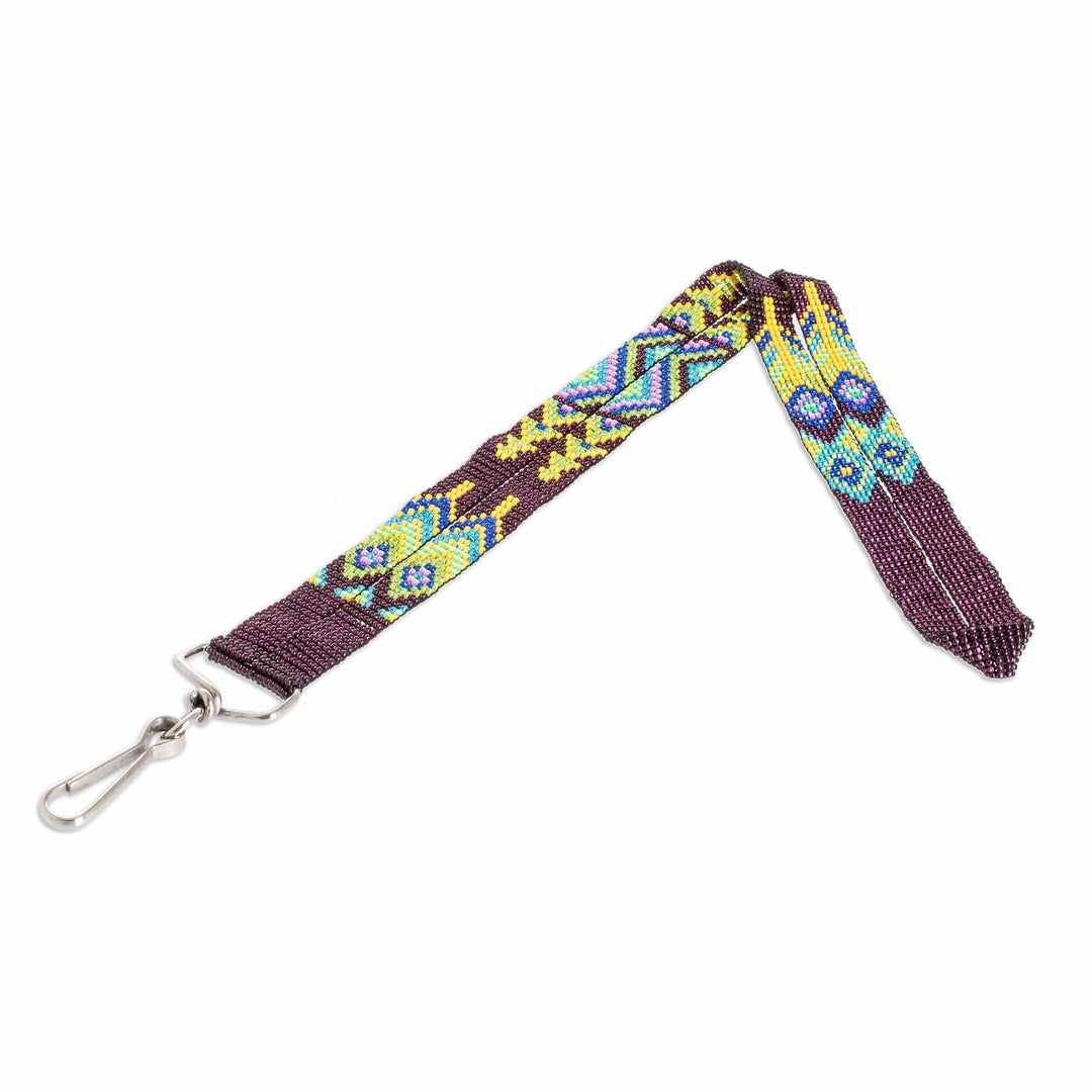 Handmade Beaded Purple Neck Lanyard Keychain Holder - Handy and Enchanting